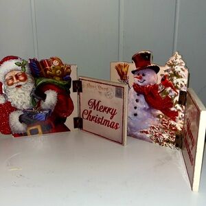 NWT wooden Christmas card decorations
